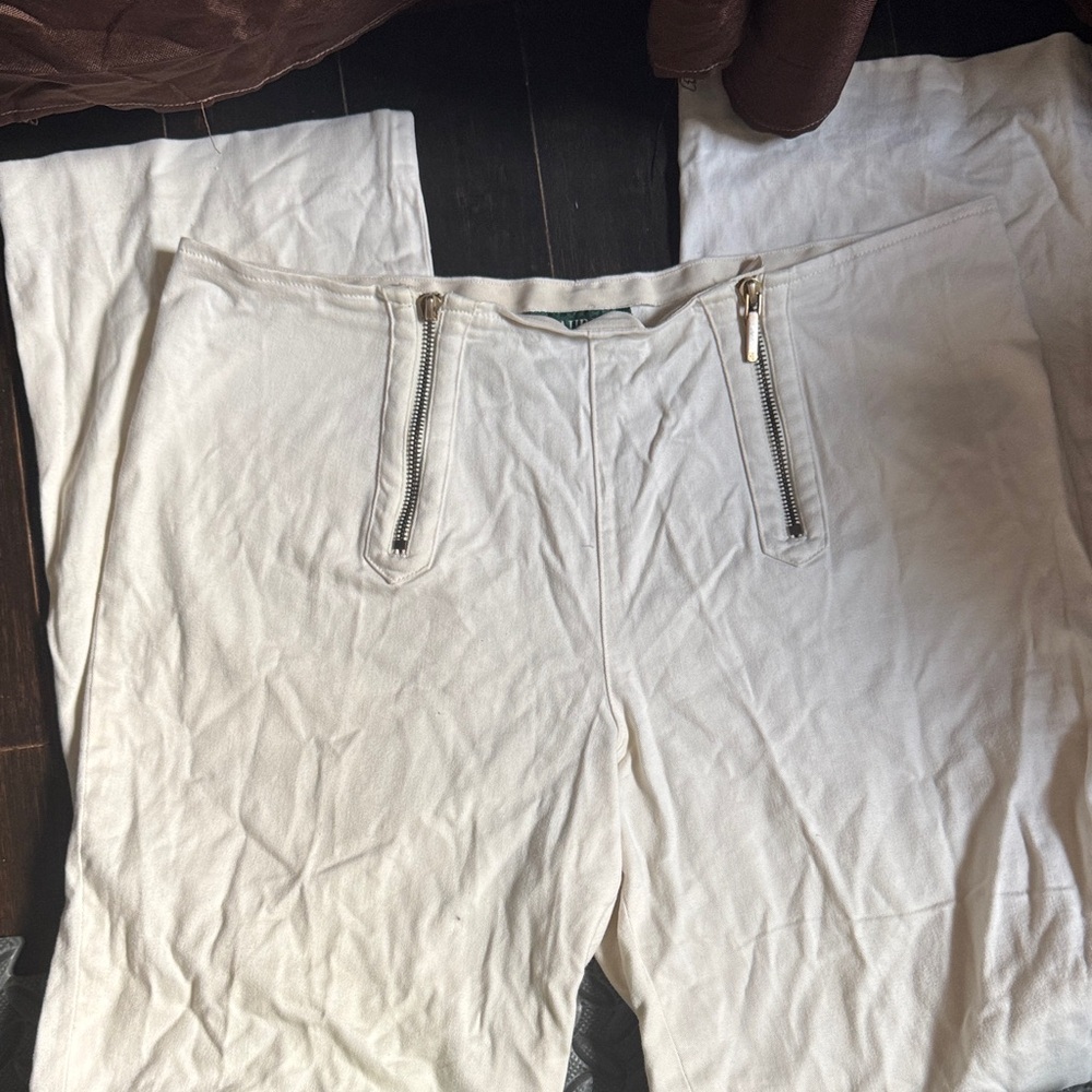 Lauren Ralph Lauren White Zippered Chinos